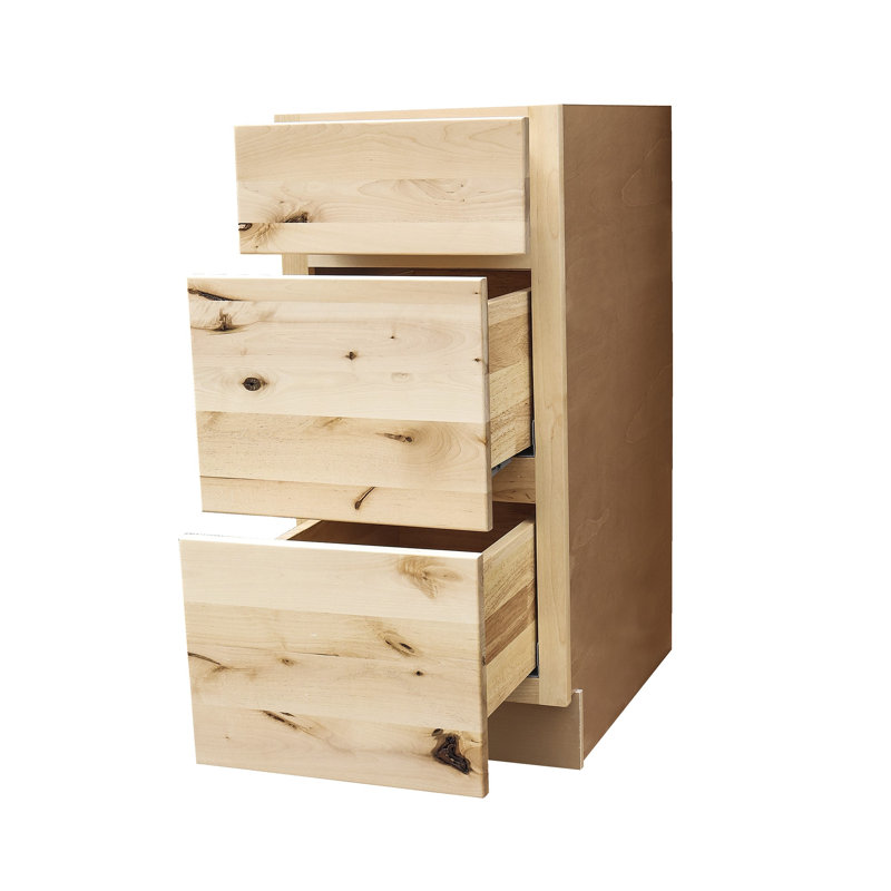 Shoop Natural Shaker style  3-drawer Base Cabinet, 15"