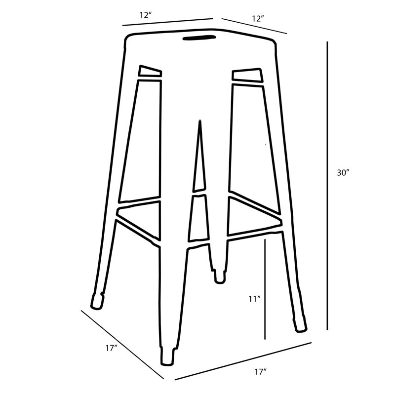Itzia Counter Stool with Metal Frame, Gunmetal Silver, Bar Stool (30" Seat Height), 3
