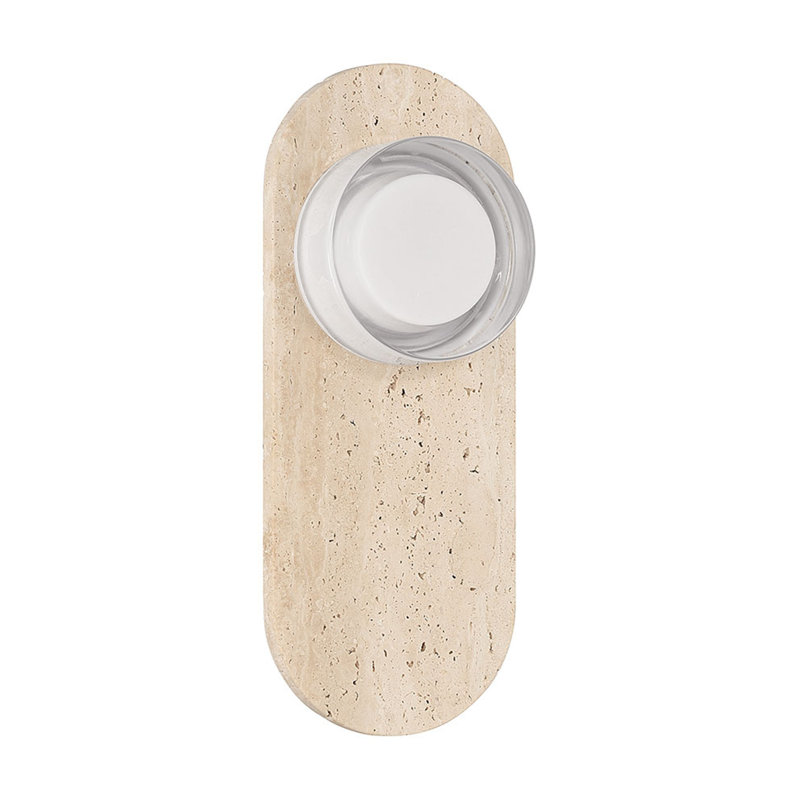 Sternn, extérieur, 15 po, travertin, verre lisse et transparent, Verre transparent et lisse