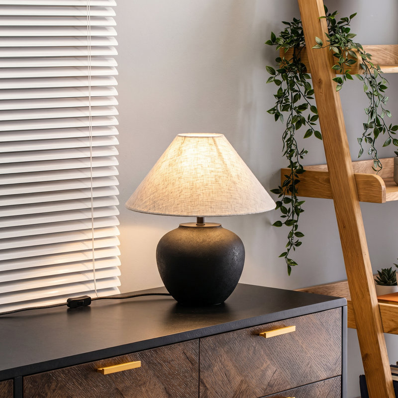  14.17" Ceramic Table Lamp, Black