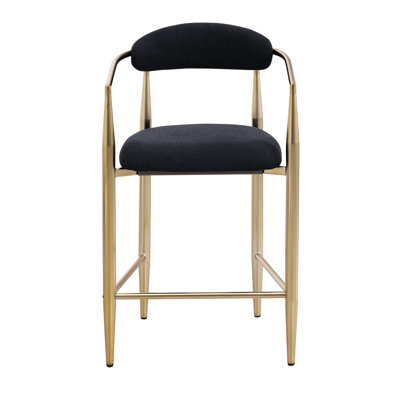 2 tabourets de bar modernes rembourrés en mousse, avec cadre en fer, noir et doré, pour la cuisine, style pub de style Mid-Century 2 pièces