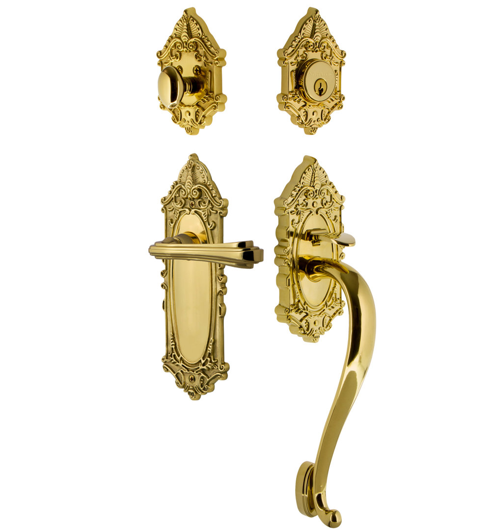 Nostalgic Warehouse Victorian Plate S Grip Handleset with Single Cylinder Deadbolt and Fleur Lever Nostalgic Warehouse 