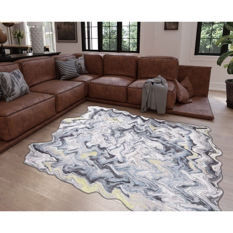 Luxurious Machine Washable Area Rug, 4.9 x 7.5 Feet, 100% Polyester, 1850 g/m², Pile Height: 0.2 inches | Eco-Friendly Recycled Poly Cotton Backing | Perfect for Living Room & Bedroom, Soft and Durable Design