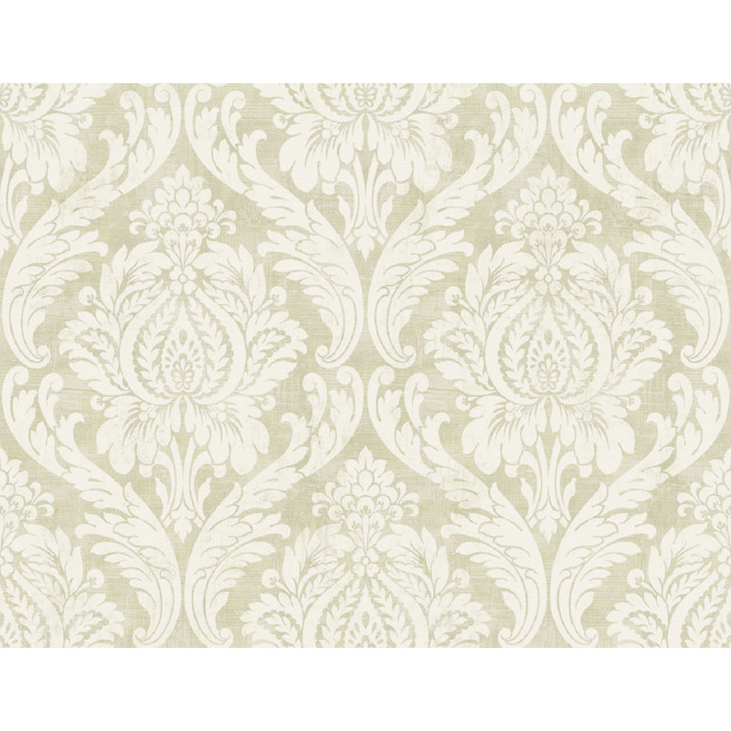 Rouleau de papier peint l 27 po x l 27 po ogee damassé Randles, Ivoire / Beige