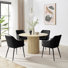 Penny Pillar Round Dining Table Set With 4 Luxury Faux Leather Dining Chairs - Scratch Resistant Top