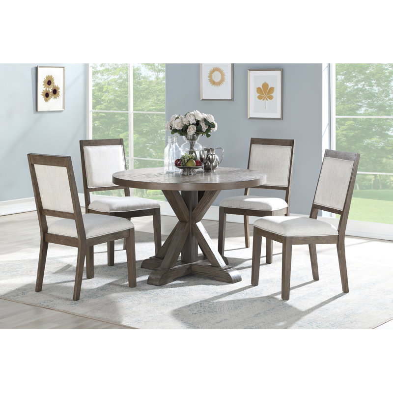 Nya 5 Piece Dining Set, 30" H x 48" L x 48" W, Gray