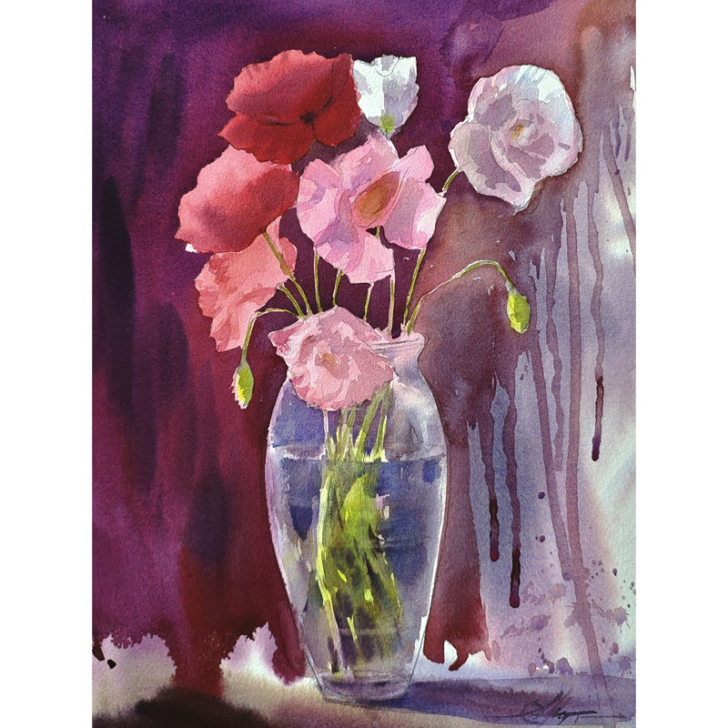 Vase en verre | Aquarelle sur papier | Pour la décoration murale