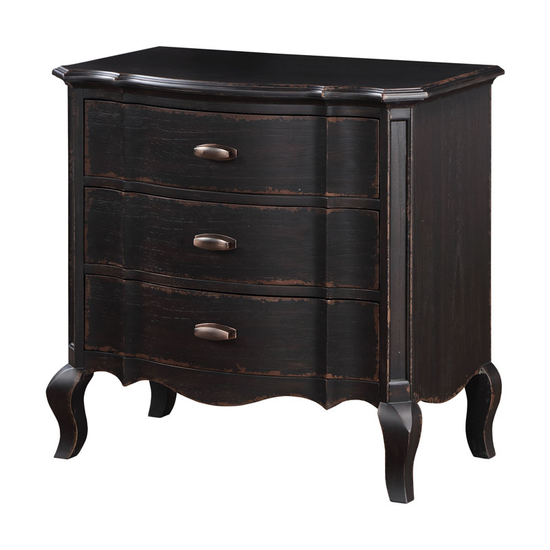 Table de chevet, finition noire antique