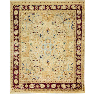 Tapis beige noué à la main de haute qualité