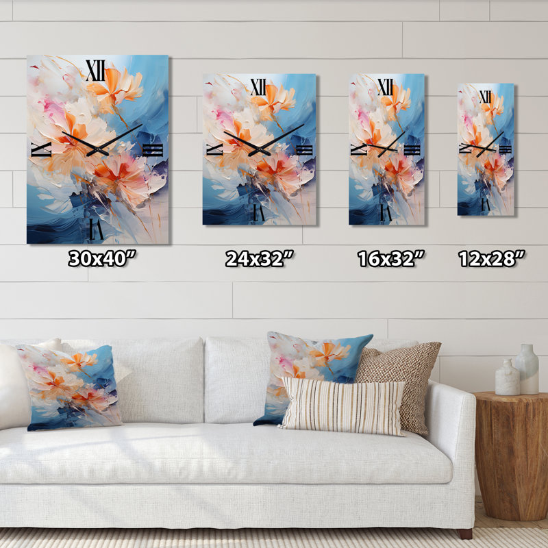 Horloge murale impressionniste beige et bleu Whispering Breeze, Petit