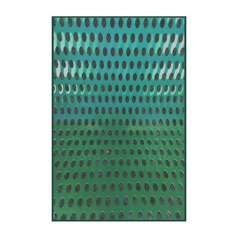 Tapis vert/bleu tissé à la machine, Rectangle 4 pi x 6 pi