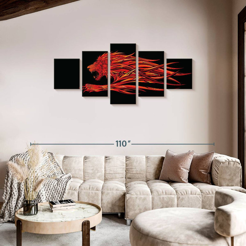 Mur de tête de lion flamboyant, H 36 po x l 80 po