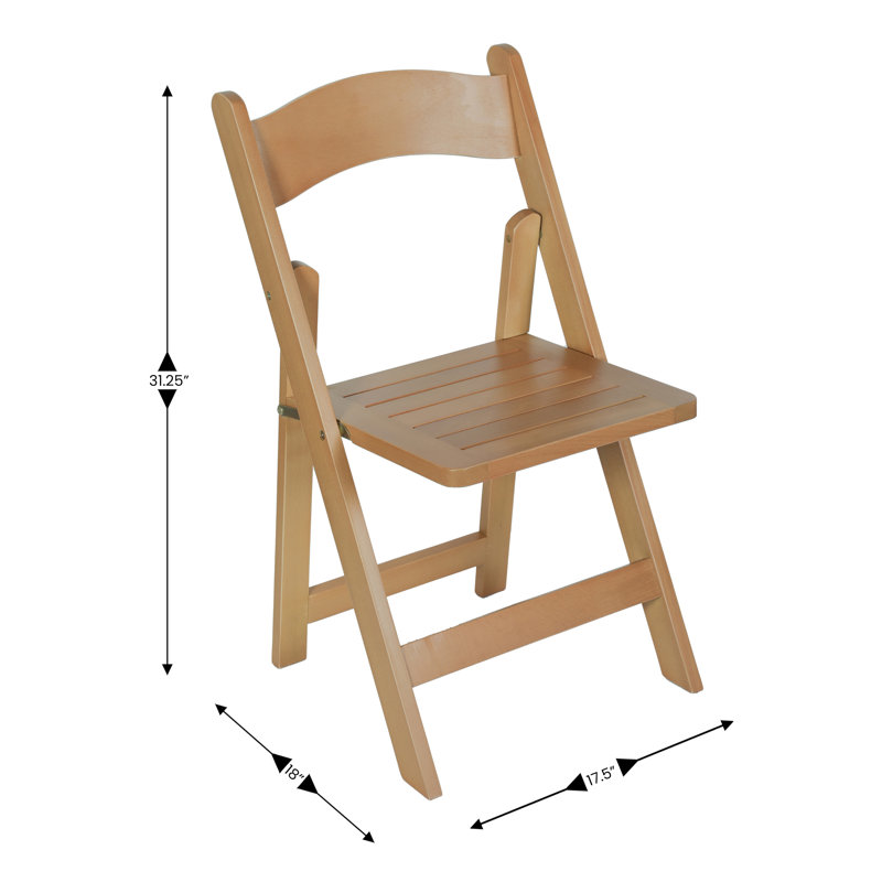 Chaise pliante portative en bois massif de qualité commerciale, Naturel