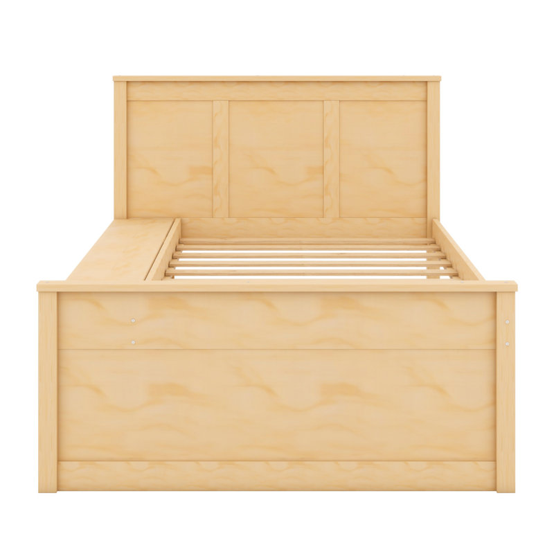 Lit avec rangement et lit gigogne escamotable, Naturel, Twin