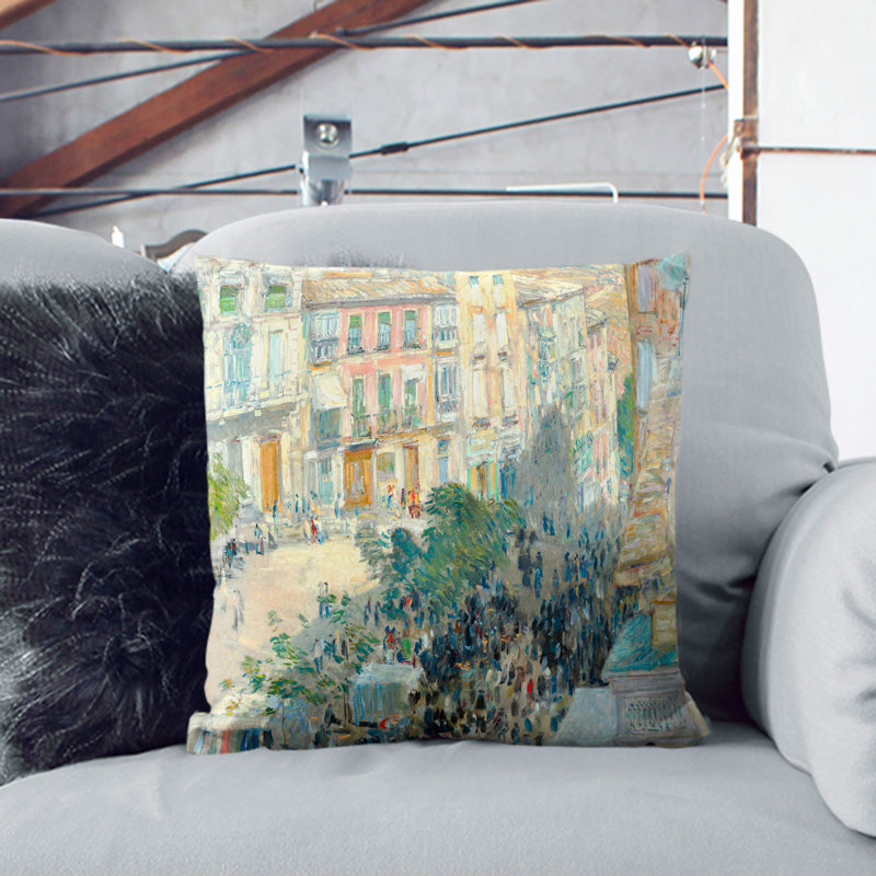 Southern French City Scatter Cushion, 55cm H x 55cm W x 20cm D, Stone