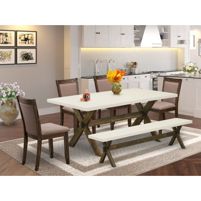 Solid Wood Solid Wood Top X-Style Legs Dining Set