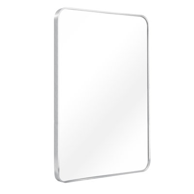 Rectangular Bathroom Wall Mirror - 22X30 Inches, Silver Finish, Mirror, Shatterproof Protection, Reinforced Hooks Aluminum, 4Mm Hd Glass,