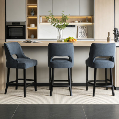  Tabourets de bar 26 po, chaises de bar rembourrées en bois massif (ensemble de 3)