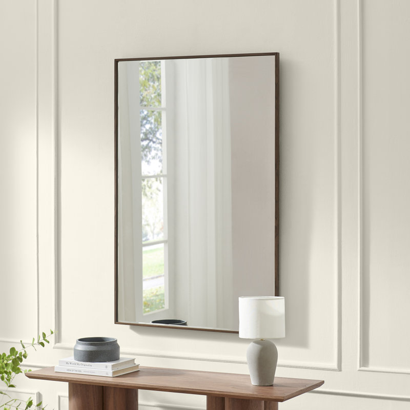 Struan Wooden Rectangle Full Length Bedroom Hallway Mirror - Scandi Elegant Style, 120 cm H x 80 cm W, Walnut