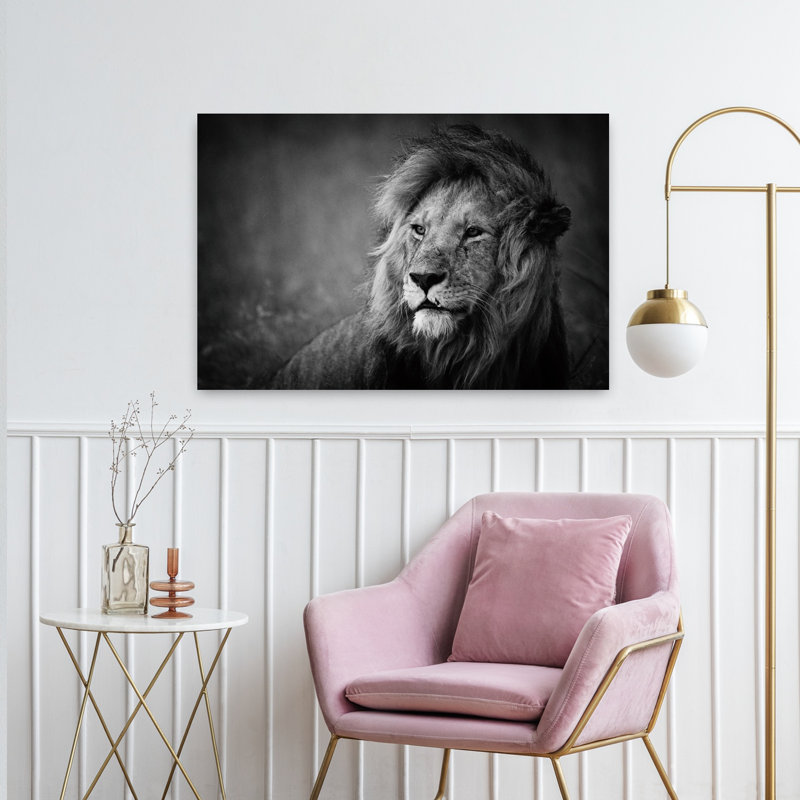 Art contemporain lion contemporain, H 24 po x l 36 po