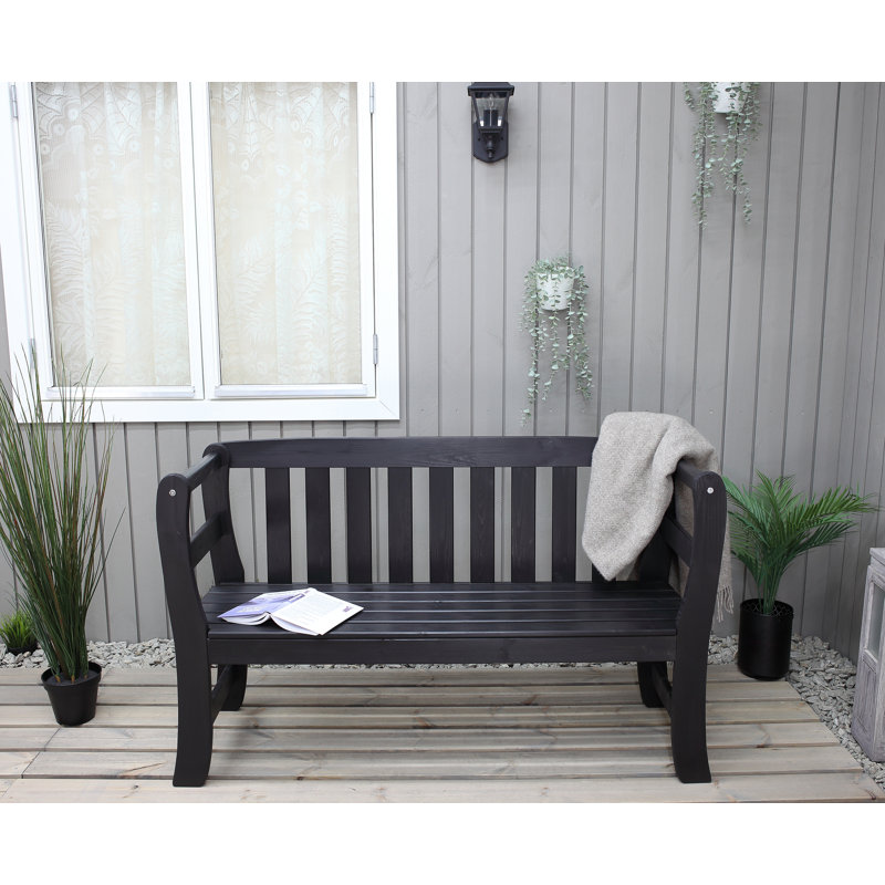 Clapen Solid Wood Pine Outdoor Bench, Dark Coffee