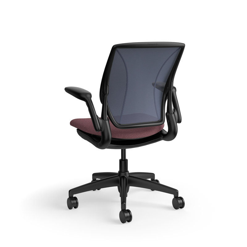World LM, Ergonomic Task Chair with Poppy Seed Backrest, and  Autumn Upholstered Seat, Black, Light Red-Brown Fabric