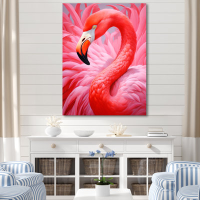 «Pink Flamingo Haven», reproduction d'art sur toile encadrée