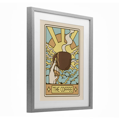 The Coffee Muted Tarot Framed Print Under Glass, design by Tobe Fonseca