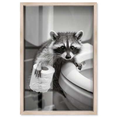 Helper Raccoon Bathroom Decor Shadowbox Print by Art Remedy