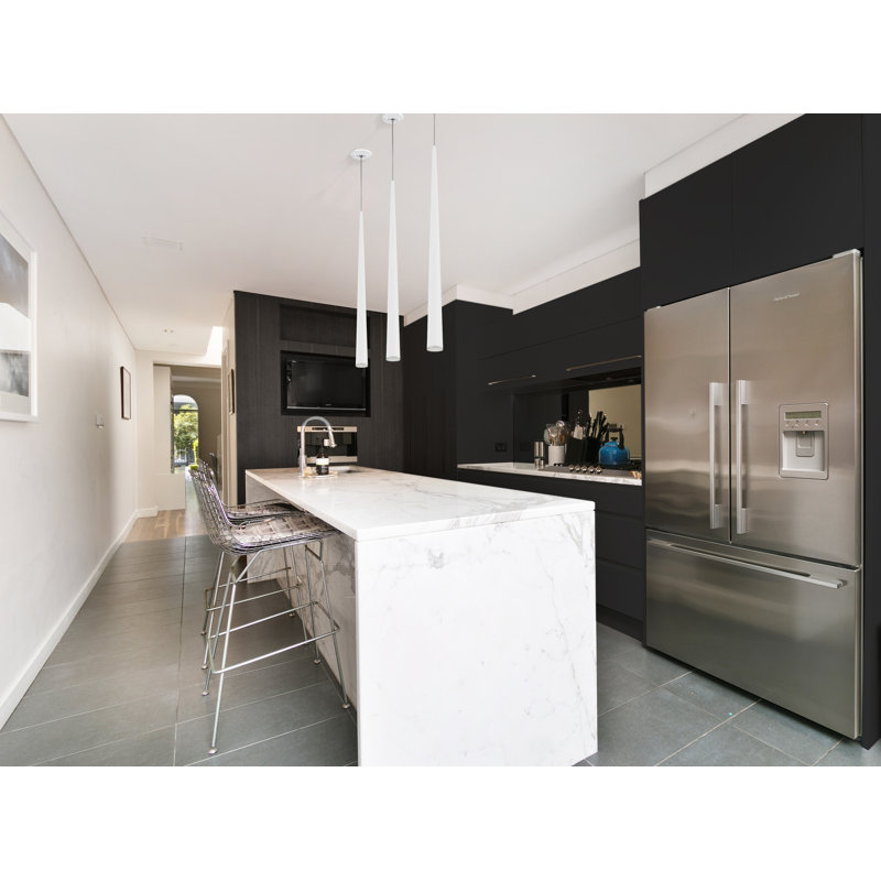 Alabaster Column LED Pendant in Brushed Nickel and White