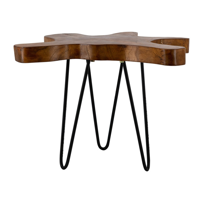 23.5X19.5X15.5" Brown Teak Wood Side Table