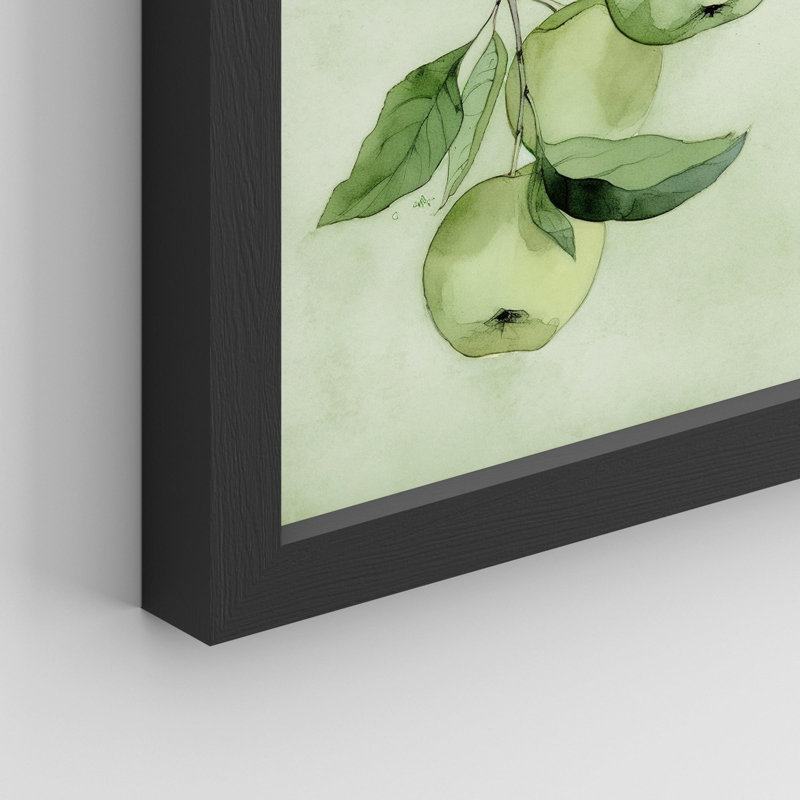 " Green Apples ", Black, 14" H x 11" W
