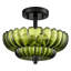 Plafonnier semi-encastré 3 lumières moderne noir avec abat-jour en verre vert festonné
