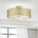 4 Light Soft Gold Extra Large Semi-Flush With Hand Crafted Oatmeal Color Fabric Hardback Shade