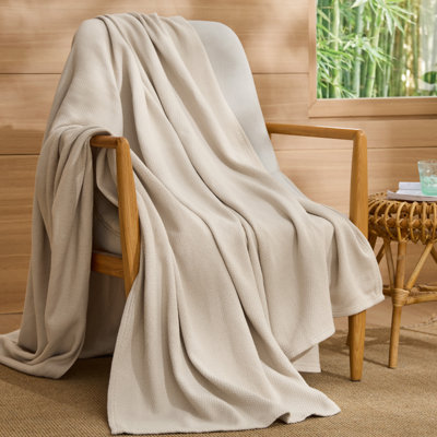 Bedsure 100% Cotton Blanket Soft Cozy Textured Herringbone Woven Blanket for All Seasons