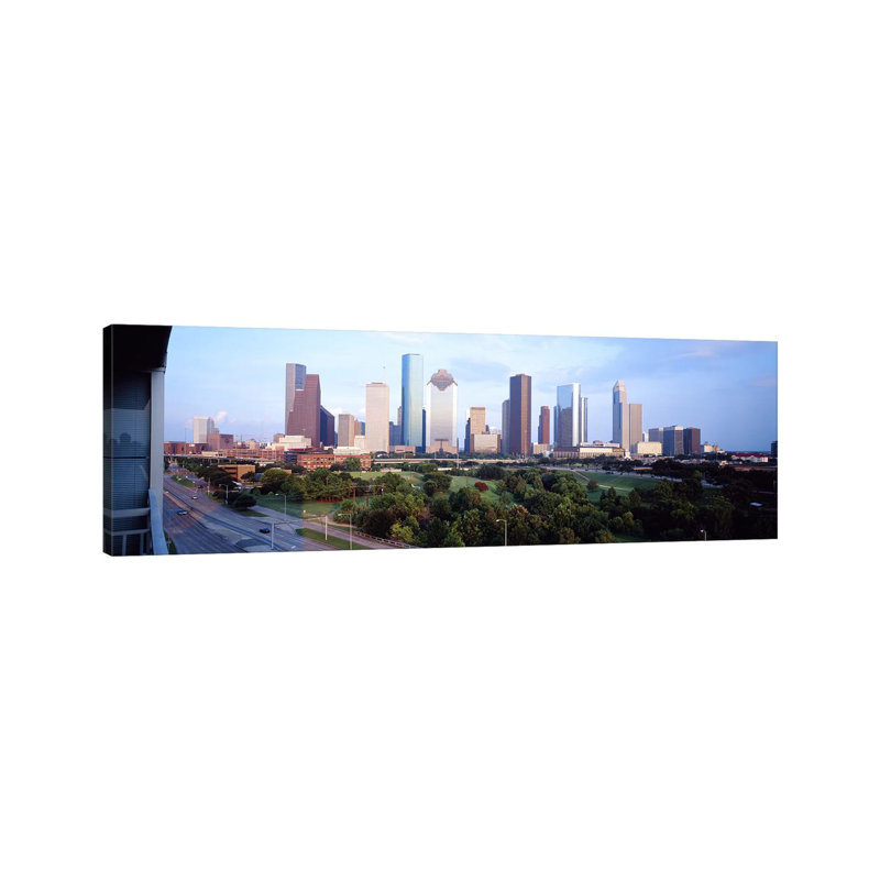 Houston TX 1 Piece Wrapped Canvas Panoramic Wall Art, 30.48 cm H x 91.44 cm W x 3.175 cm D