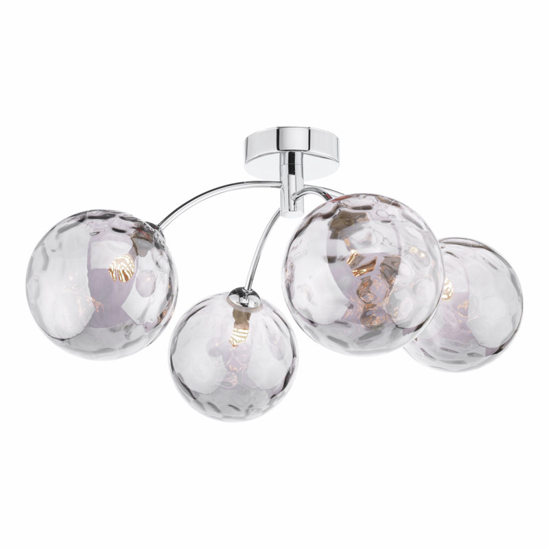 IZZY 4LT SEMI FLUSH POL CHR CW GLS 150MM, Polished Chrome/Smoked