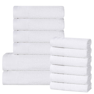Ensemble de serviettes de bain 100% coton jacquard uni à motif de nid d'abeille 12 pièces Josann