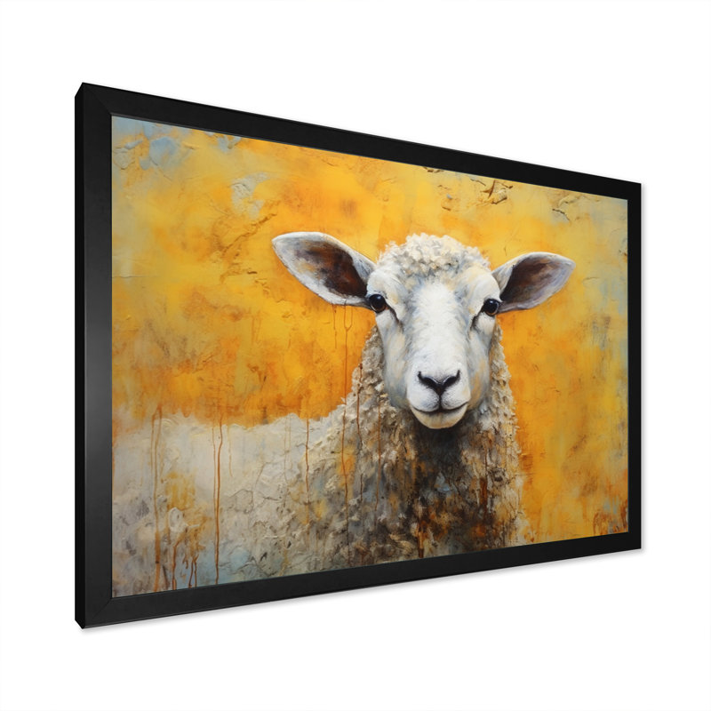 Encaustique jaune et mouton beige I - impression, H 12 po x l 20 po x P 1 po, Cadre simple noir