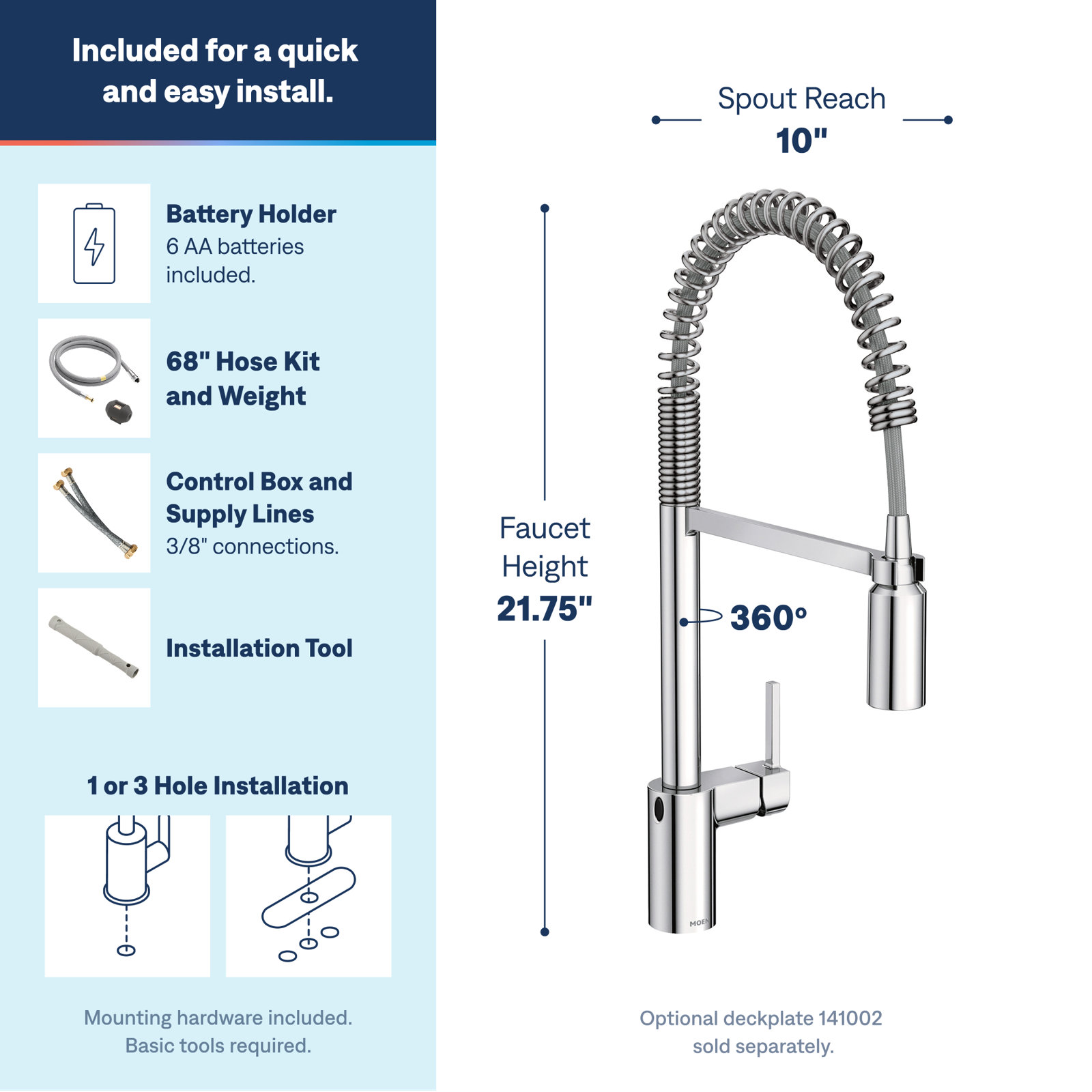 Moen Align MotionSense Spring Faucet, Chrome
