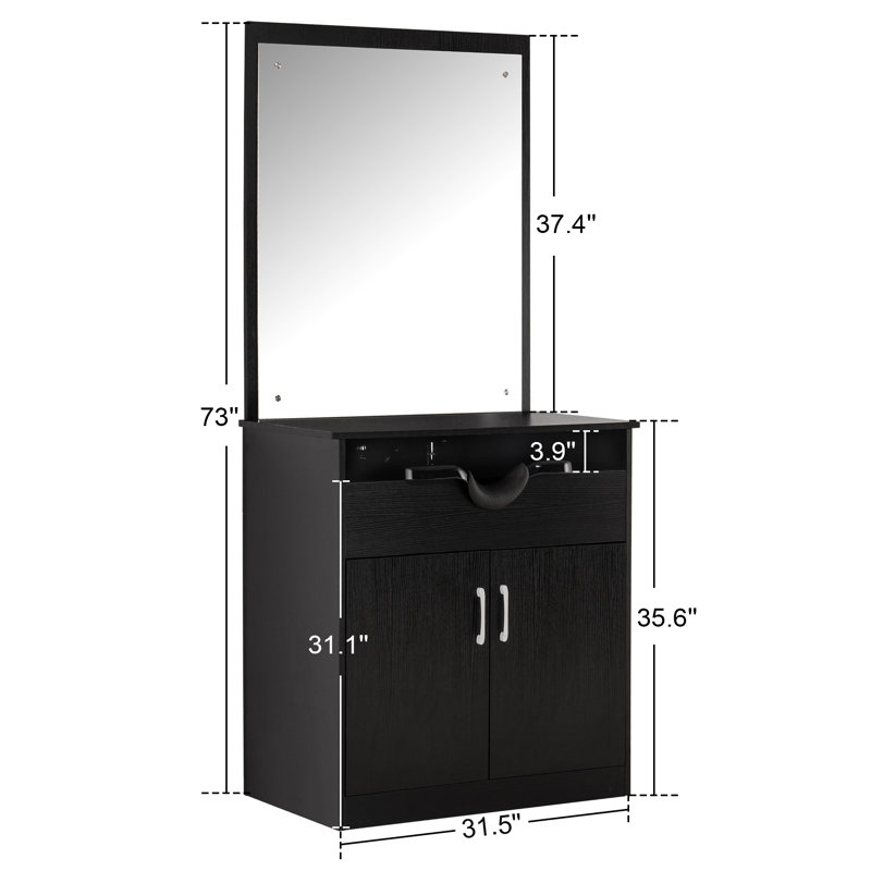Shampoo Wash Station with Backwash Mirror, Noir