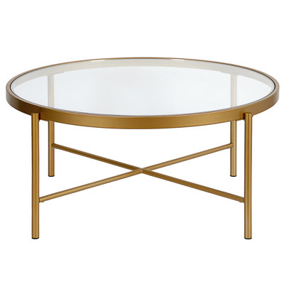 Duxbury 36" Glass And Steel Round Coffee Table