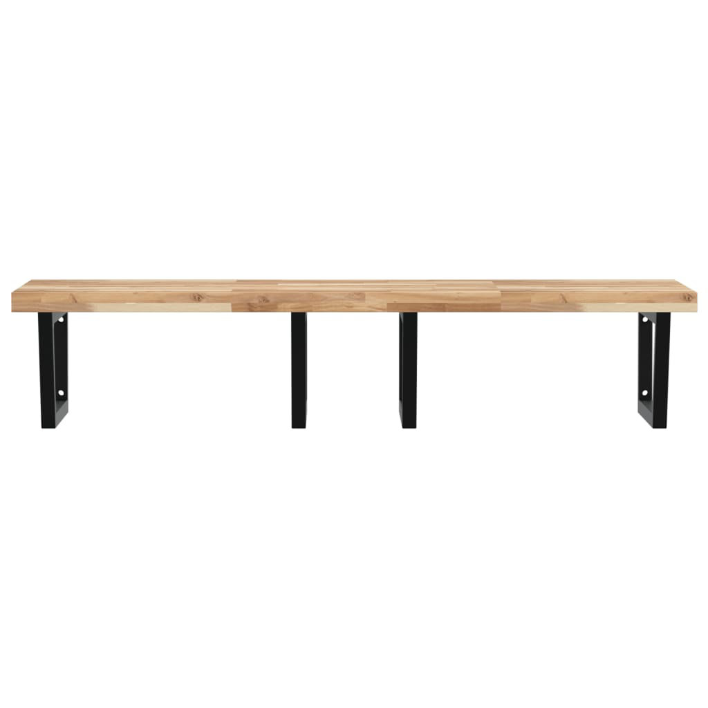 Basin Shelf Wall Mounted Steel And Solid Wood Acacia