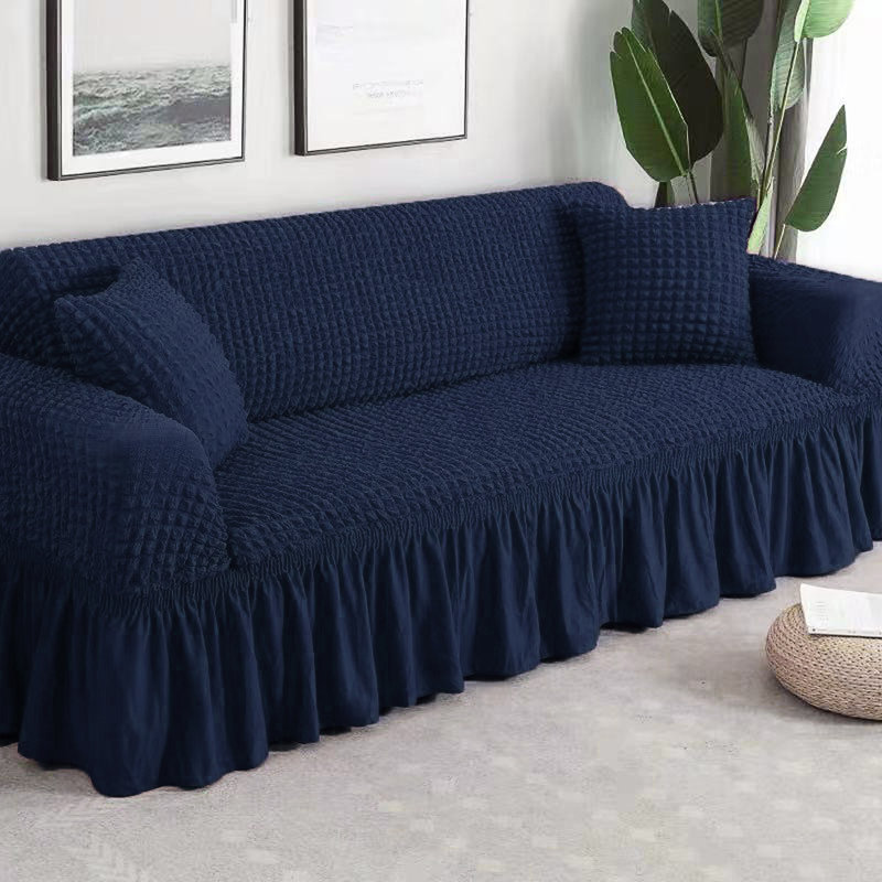 Housse pour canapé à coussins carrés / rectangulaires Bubble, Mélange de polyester bleu foncé, H 55 po x l 118 po x P 40 po