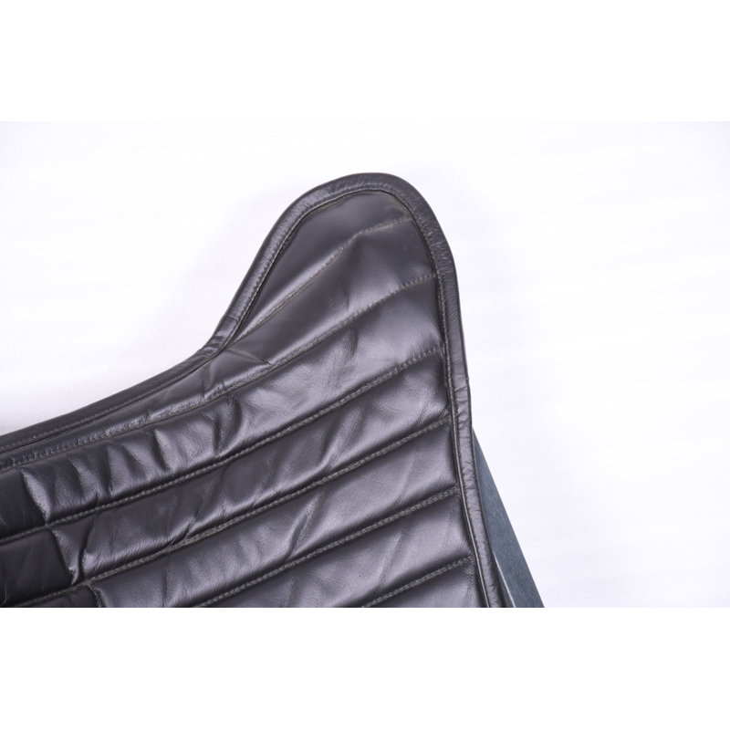 Alinea Accent Chair, Black Genuine Leather, Black