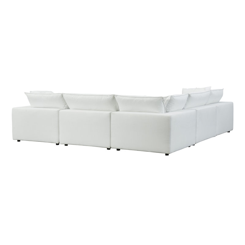 Canapé modulaire Ellaria, Simili cuir blanc