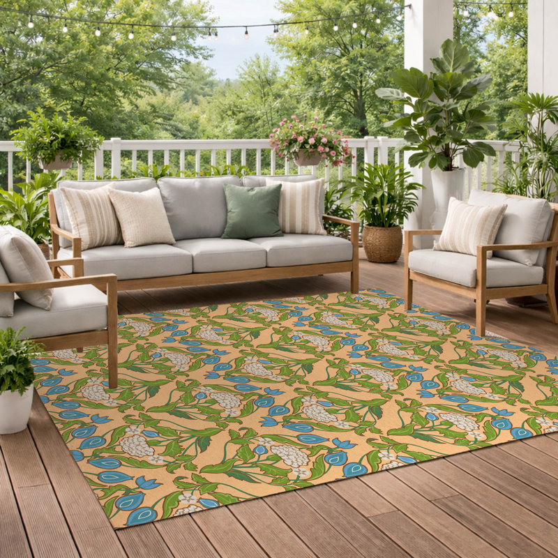 Piper Soft Step Outdoor Area Rug, Yellow, Rectangle 7' x 5'