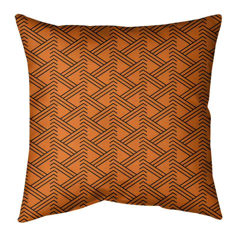 Coussin décoratif 14 po, 18 po x 18 po, Orange foncé / gris anthracite, Géométrique