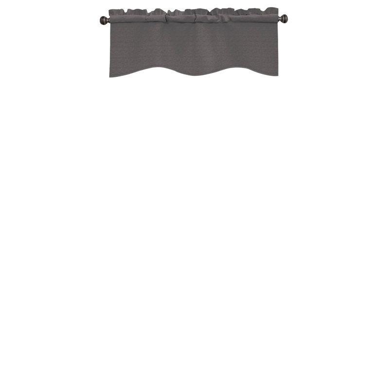 Charcoal Scalloped Blackout Rod Pocket Valance, 42" x 18"