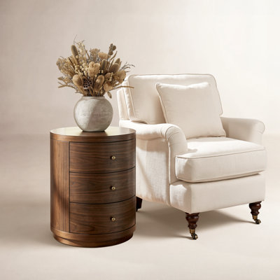 Celine 22 in. Round 3-Drawer Nightstand